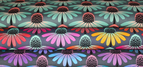 Designer-Baumwollstoff Love Always Echinacea in Dim (10 cm)
